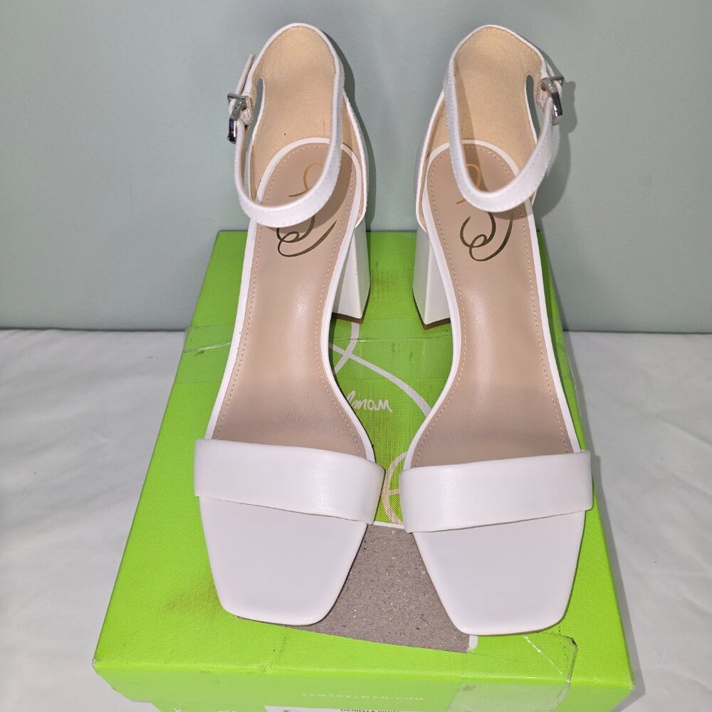 Sam Edelman Daniella Block Heel Sandal in Bright White Leather, Size US 8.5, NIB - Picture 2 of 8